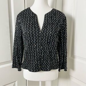 Patra Vintage Sparkly Iridescent Glitter Knit Cardigan Blouse - Black, Size 14
